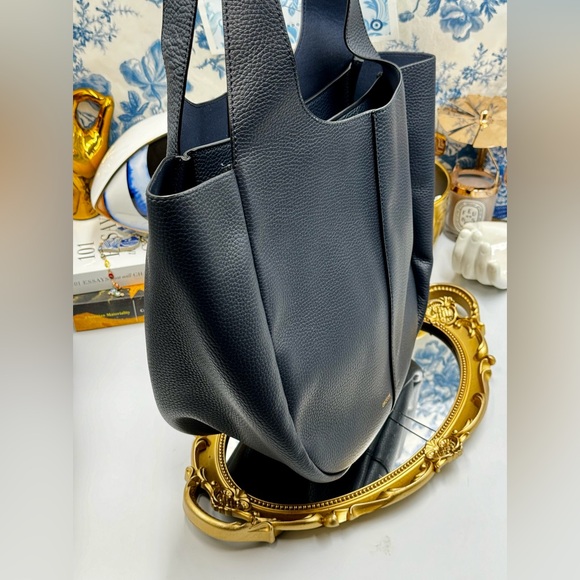 🆕 OROTON 🧿 NWOT Emilia Tote Bag, Navy Blue Leather - Picture 4 of 13